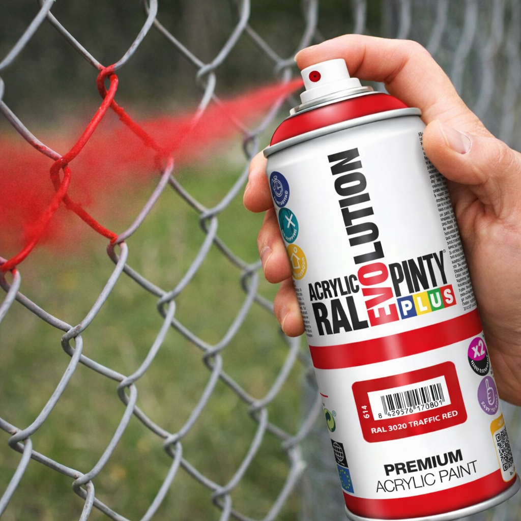 Lakier akrylowy w sprayu Pintyplus Evolution ACRYLIC | 400ml | RAL 3020 Traffic Red